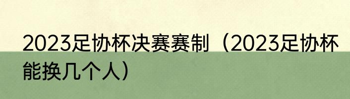 2023足协杯决赛赛制（2023足协杯能换几个人）