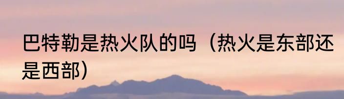 巴特勒是热火队的吗（热火是东部还是西部）