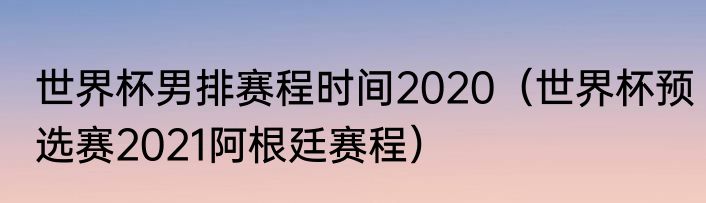 世界杯男排赛程时间2020(世界杯预选赛2021阿根廷赛程)