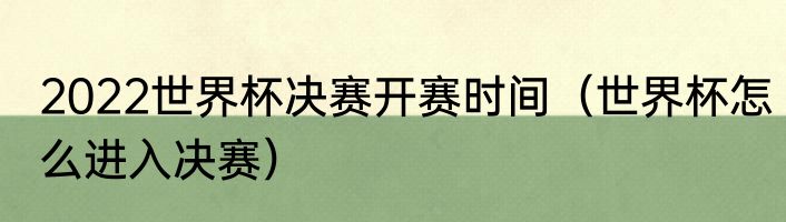 2022世界杯决赛开赛时间（世界杯怎么进入决赛）