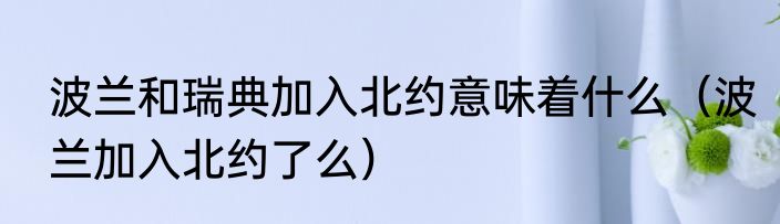 波兰和瑞典加入北约意味着什么（波兰加入北约了么）