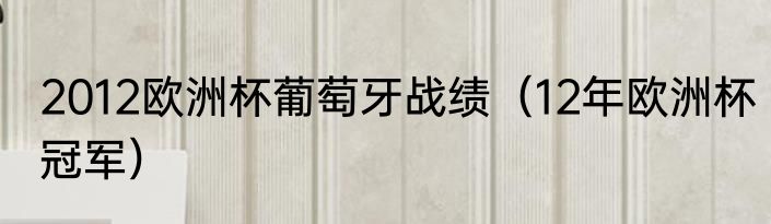2012欧洲杯葡萄牙战绩（12年欧洲杯冠军）