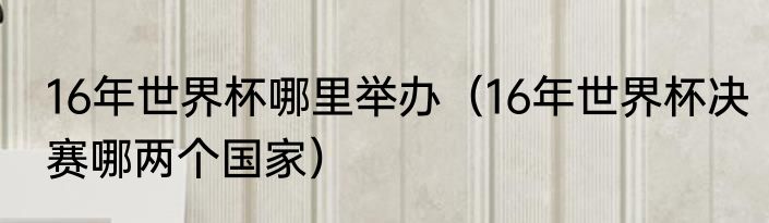 16年世界杯哪里举办（16年世界杯决赛哪两个国家）