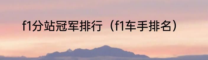 f1分站冠军排行（f1车手排名）