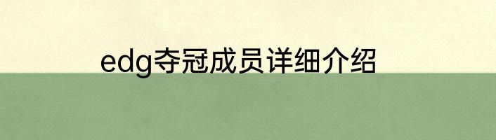 edg夺冠成员详细介绍