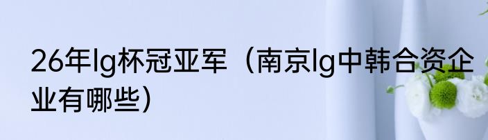 26年lg杯冠亚军（南京lg中韩合资企业有哪些）