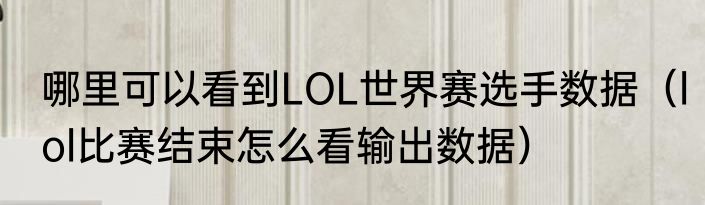 哪里可以看到LOL世界赛选手数据（lol比赛结束怎么看输出数据）