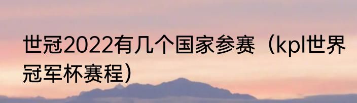 世冠2022有几个国家参赛（kpl世界冠军杯赛程）
