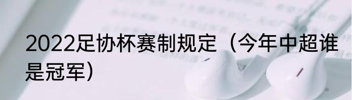 2022足协杯赛制规定（今年中超谁是冠军）