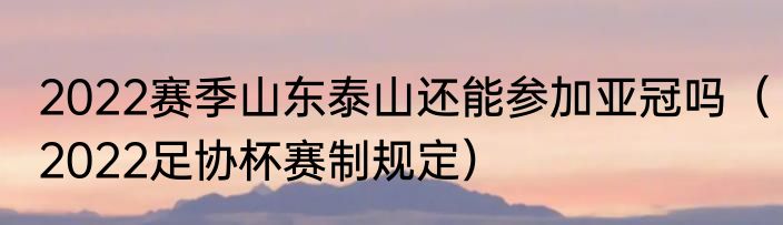 2022赛季山东泰山还能参加亚冠吗（2022足协杯赛制规定）