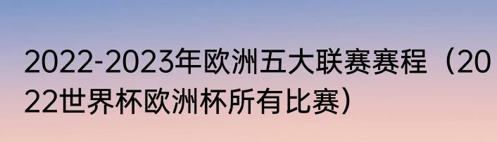 2022-2023年欧洲五大联赛赛程（2022世界杯欧洲杯所有比赛）