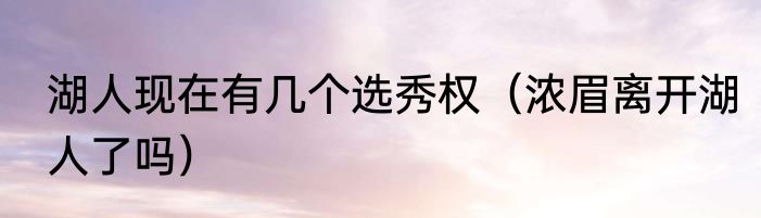 湖人现在有几个选秀权（浓眉离开湖人了吗）