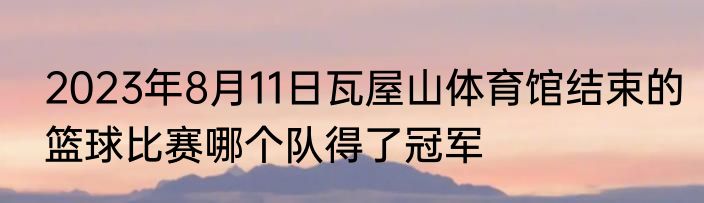 2023年8月11日瓦屋山体育馆结束的篮球比赛哪个队得了冠军