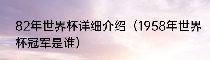 82年世界杯详细介绍（1958年世界杯冠军是谁）