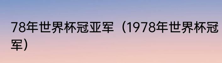 78年世界杯冠亚军（1978年世界杯冠军）