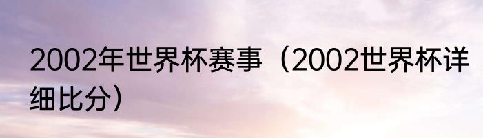 2002年世界杯赛事（2002世界杯详细比分）
