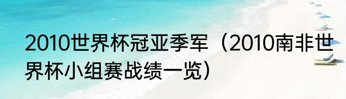 2010世界杯冠亚季军（2010南非世界杯小组赛战绩一览）