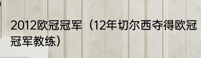 2012欧冠冠军（12年切尔西夺得欧冠冠军教练）