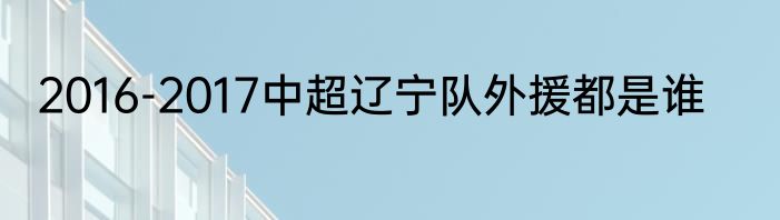 2016-2017中超辽宁队外援都是谁