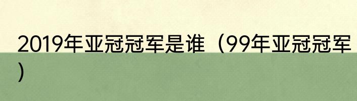 2019年亚冠冠军是谁（99年亚冠冠军）