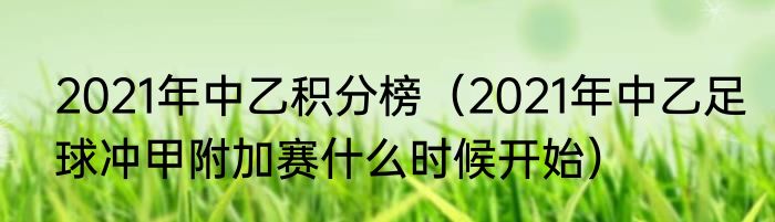 2021年中乙积分榜（2021年中乙足球冲甲附加赛什么时候开始）