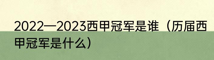 2022—2023西甲冠军是谁（历届西甲冠军是什么）