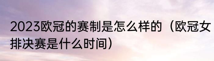 2023欧冠的赛制是怎么样的（欧冠女排决赛是什么时间）