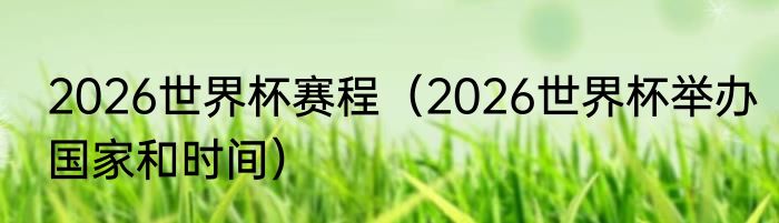 2026世界杯赛程（2026世界杯举办国家和时间）