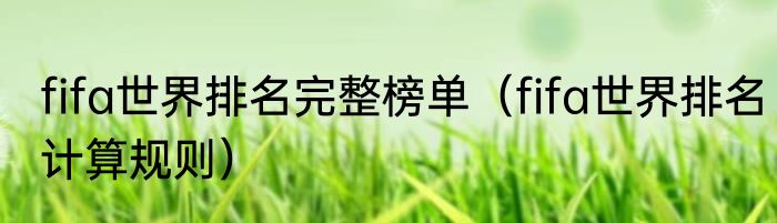 fifa世界排名完整榜单（fifa世界排名计算规则）