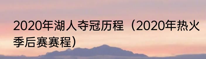 2020年湖人夺冠历程（2020年热火季后赛赛程）