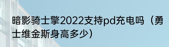 暗影骑士擎2022支持pd充电吗（勇士维金斯身高多少）
