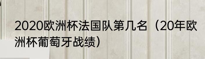 2020欧洲杯法国队第几名（20年欧洲杯葡萄牙战绩）