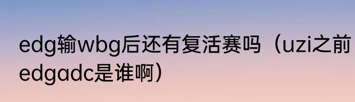 edg输wbg后还有复活赛吗（uzi之前edgadc是谁啊）