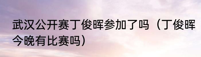 武汉公开赛丁俊晖参加了吗（丁俊晖今晚有比赛吗）