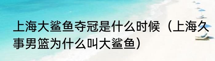 上海大鲨鱼夺冠是什么时候（上海久事男篮为什么叫大鲨鱼）