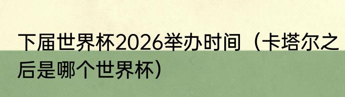 下届世界杯2026举办时间（卡塔尔之后是哪个世界杯）