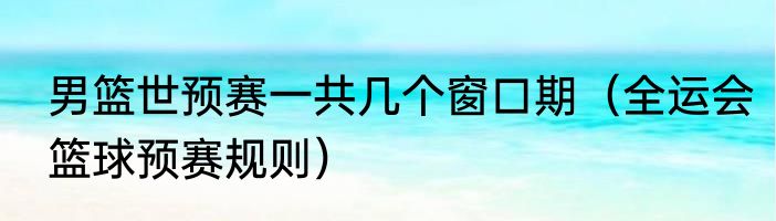 男篮世预赛一共几个窗口期（全运会篮球预赛规则）
