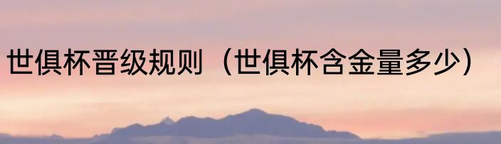 世俱杯晋级规则（世俱杯含金量多少）