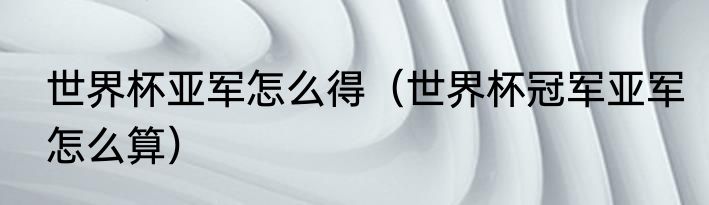 世界杯亚军怎么得（世界杯冠军亚军怎么算）