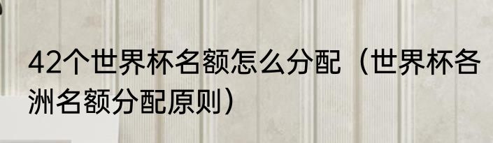 42个世界杯名额怎么分配（世界杯各洲名额分配原则）