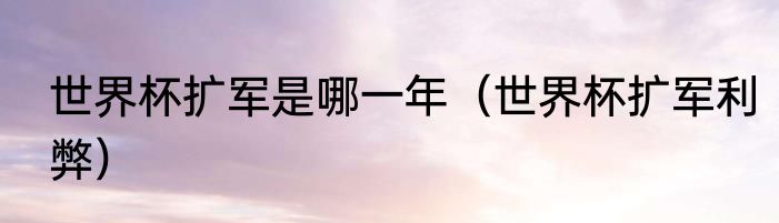 世界杯扩军是哪一年（世界杯扩军利弊）