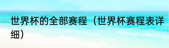 世界杯的全部赛程（世界杯赛程表详细）