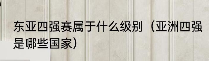 东亚四强赛属于什么级别（亚洲四强是哪些国家）