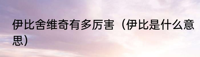 伊比舍维奇有多厉害（伊比是什么意思）