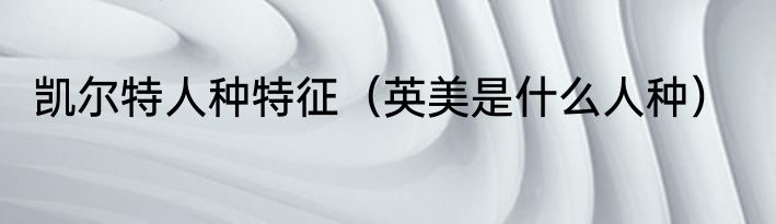 凯尔特人种特征（英美是什么人种）