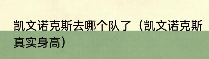 凯文诺克斯去哪个队了（凯文诺克斯真实身高）