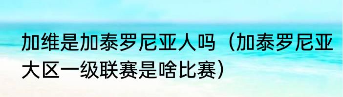 加维是加泰罗尼亚人吗（加泰罗尼亚大区一级联赛是啥比赛）