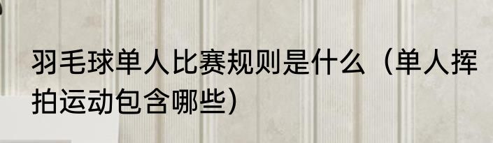 羽毛球单人比赛规则是什么（单人挥拍运动包含哪些）