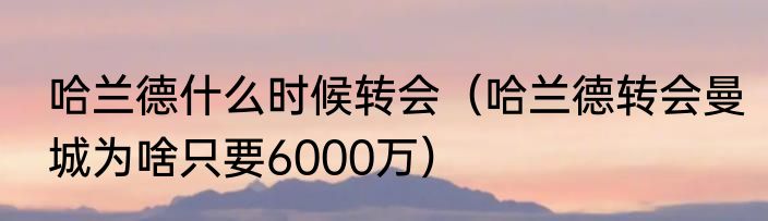哈兰德什么时候转会（哈兰德转会曼城为啥只要6000万）