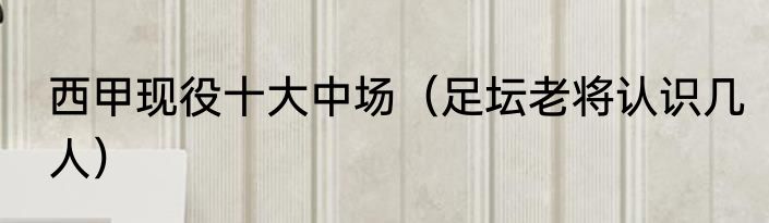 西甲现役十大中场（足坛老将认识几人）